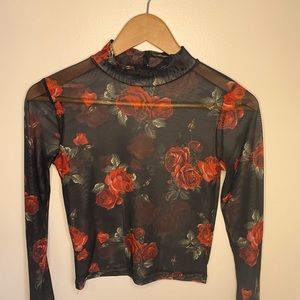 Urban kids sheer floral long sleeve tee